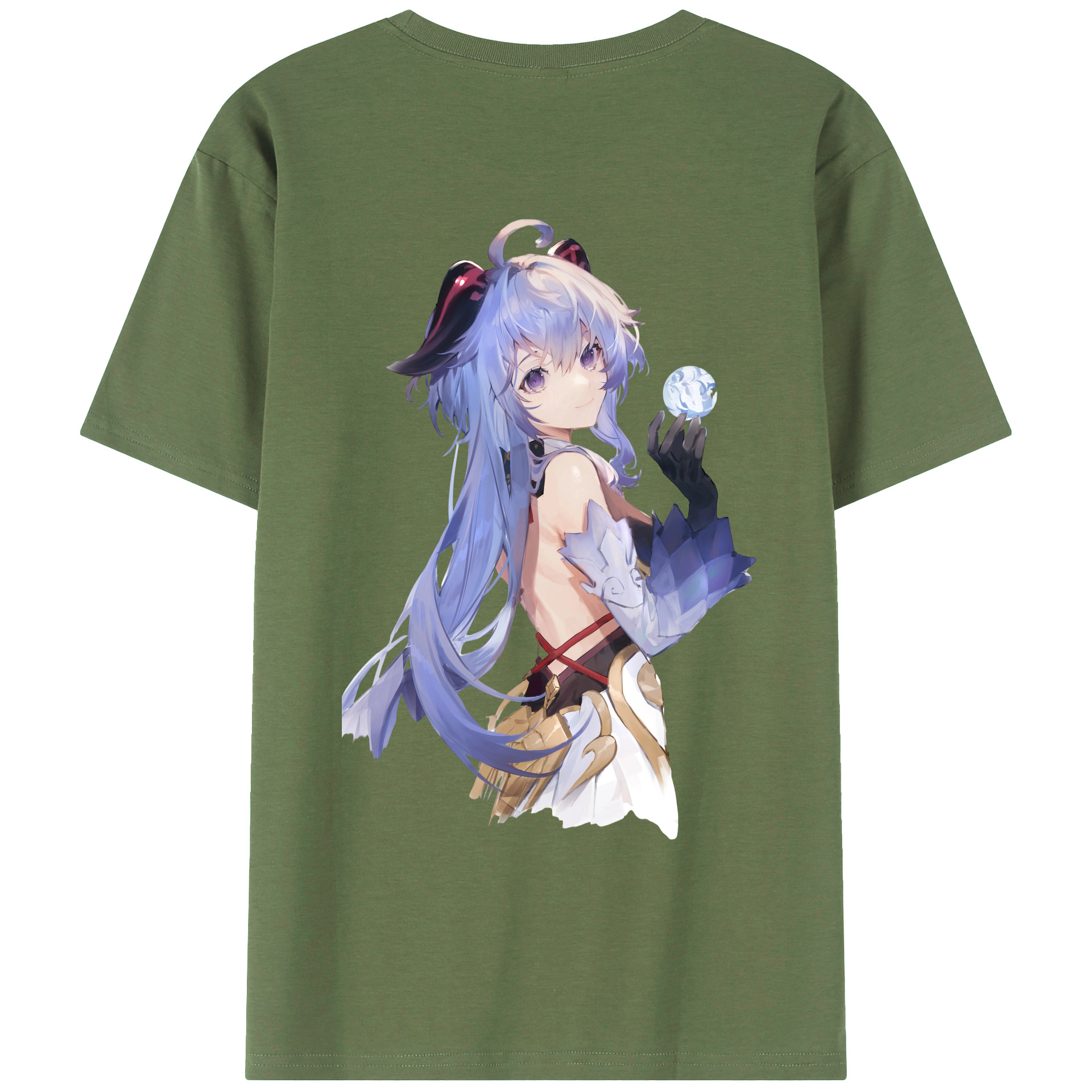 げんし神 甘雨 かんう genshin Ganyu 綿100％ メンズ半袖Tシャツ（バックプリント） 通気性
